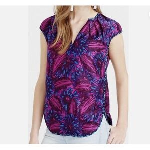 J. Crew Women's Size 2‎ 100% Silk Sleeveless Midnight Floral Cocoon Print Blouse